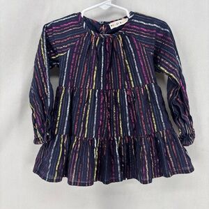 Roller Rabbit Girls Navy Metallic Stripe Long Sleeve Dress Size 24 months baby